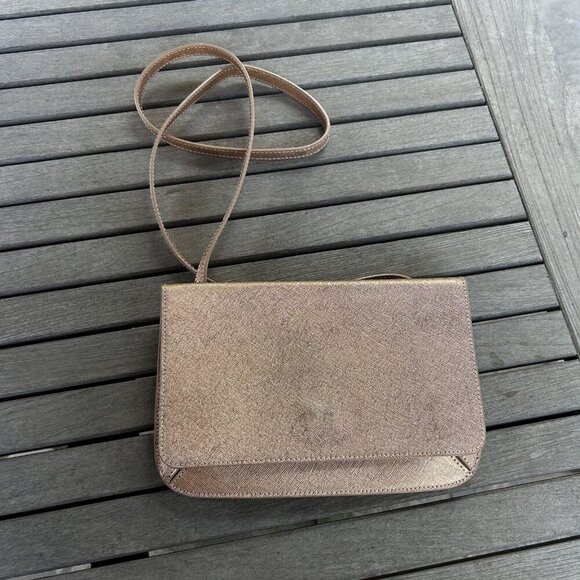 Banana Republic Copper Gold Metallic Fold Over Clutch Crossbody - Picture 11 of 11